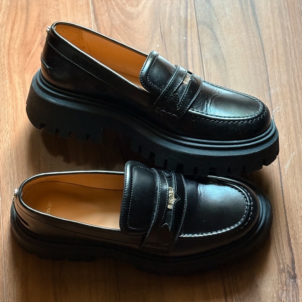 Maje Black Leather Chunky Lug Sole Loafers EU 39 / US 9 | Worn Twice